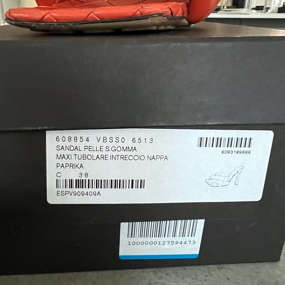 Authentic Bottega Veneta Lido Sandal Heels, Color Paprika, Size 38/US 8 - Picture 6 of 6